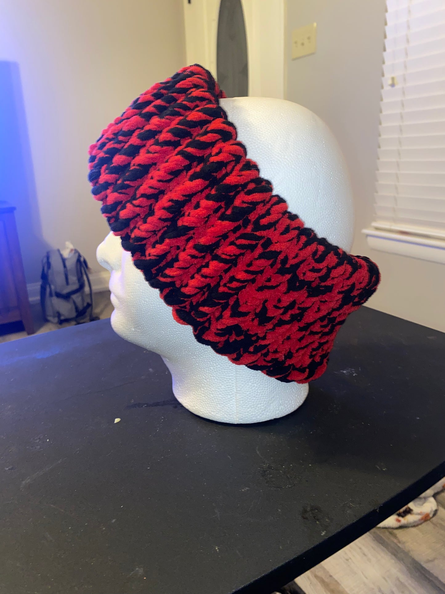 Black and Red Ear Warmer